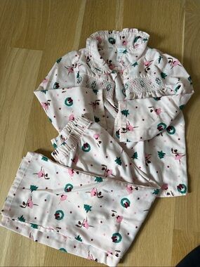 Janie and Jack Pink Ballet and Wreath Pajama Set